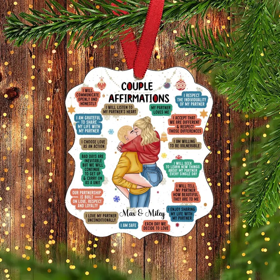 Personalized Couple Acrylic Ornament - Christmas Gift Idea for Couple/Him/Her - Couple Affirmations