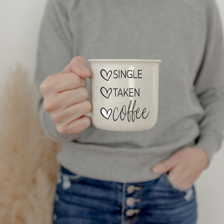 Single Taken Coffee Ceramic Mug 14.5oz Funny Relationship Status Gift