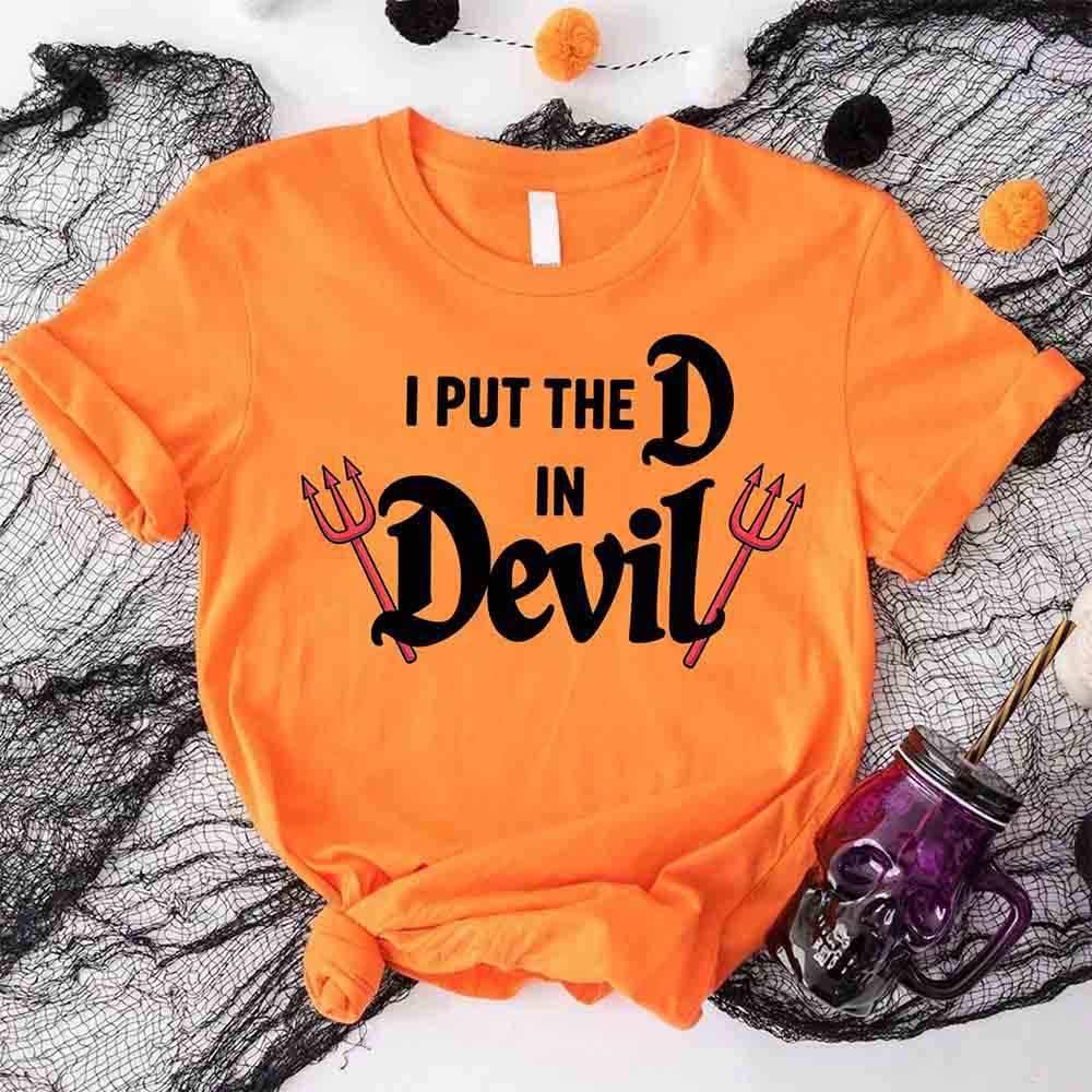 I Put the D in Devil Shirts For Couples Funny Matching Him & Her Halloween T-Shirts