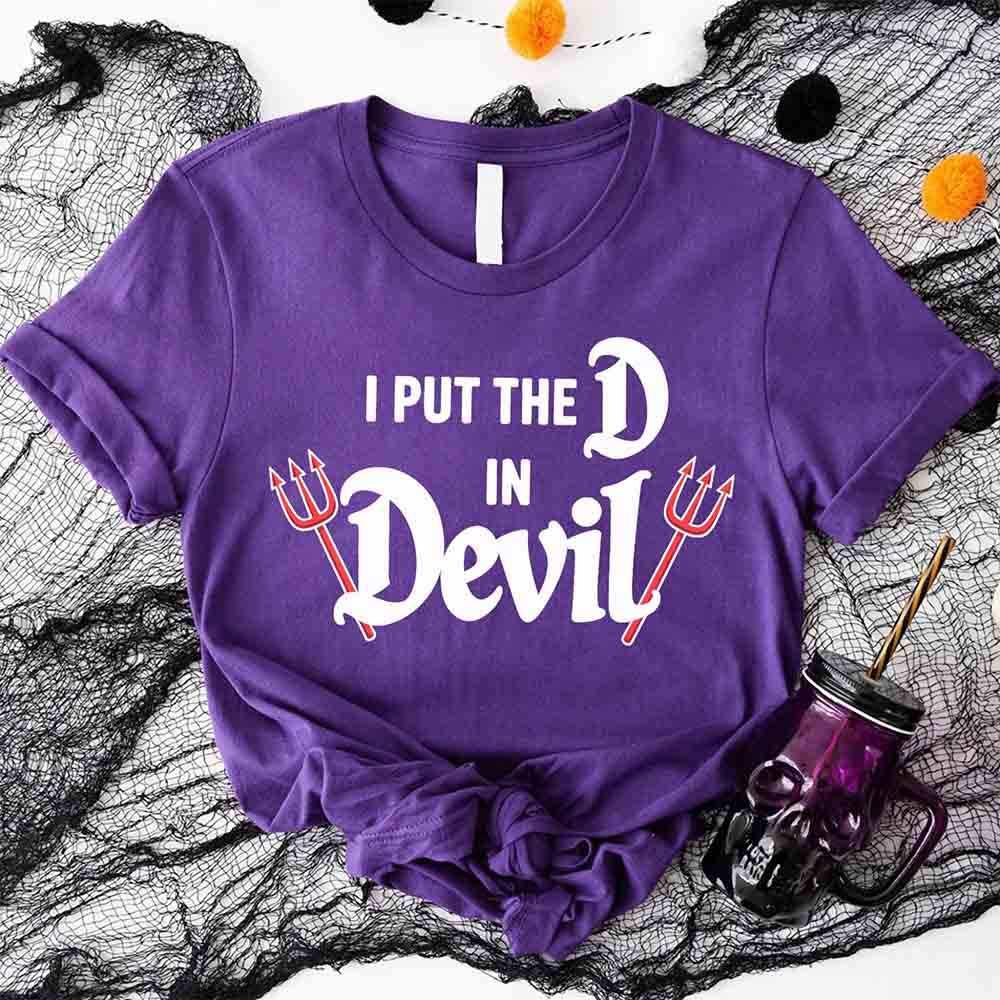 I Put the D in Devil Shirts For Couples Funny Matching Him & Her Halloween T-Shirts