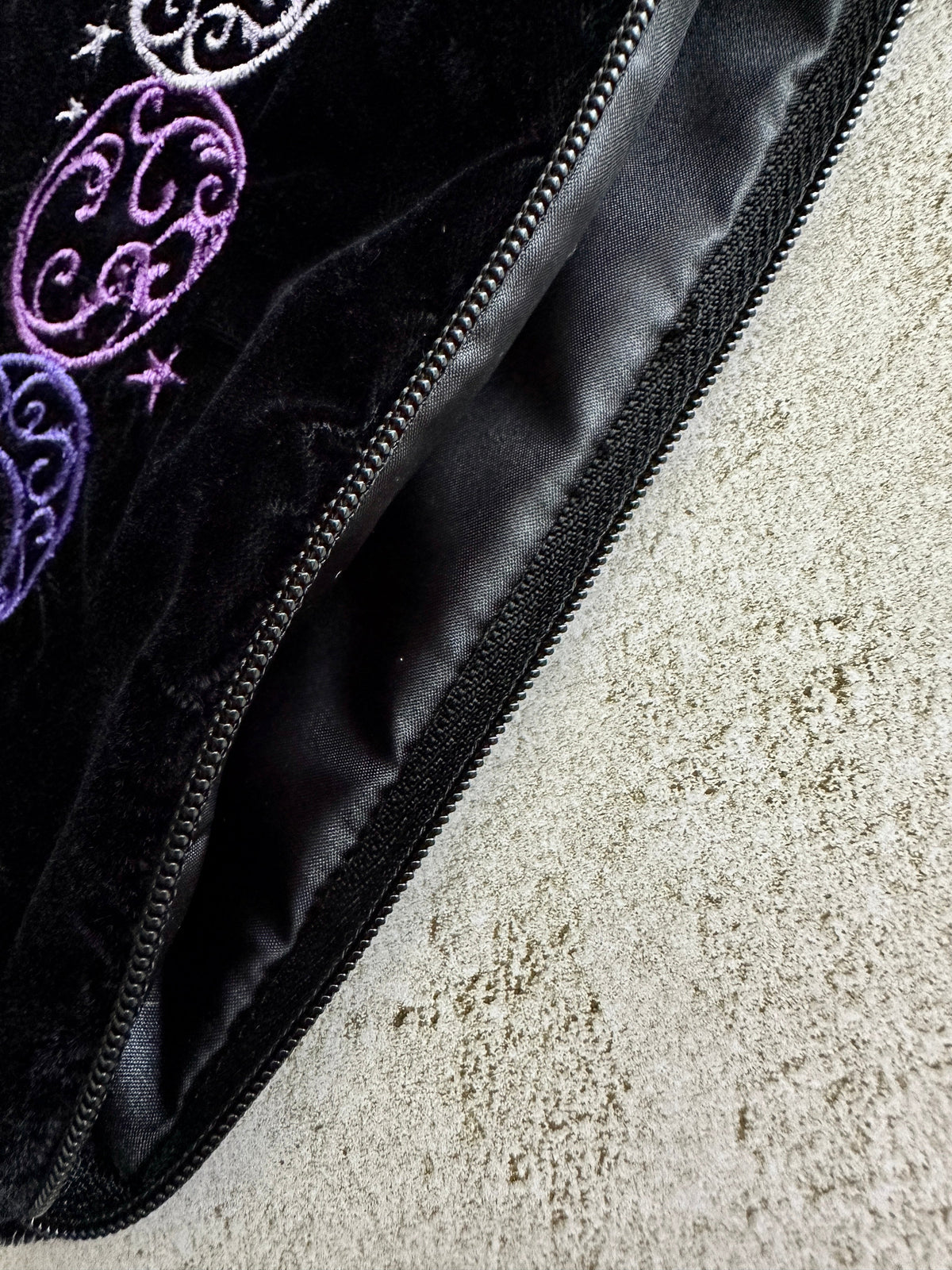 Witchy Triple Moon Embroidered Velvet Tarot Bag