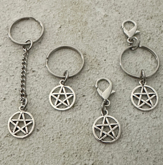Witchy Pentacle Zipper Pull Bag Charm Keychain