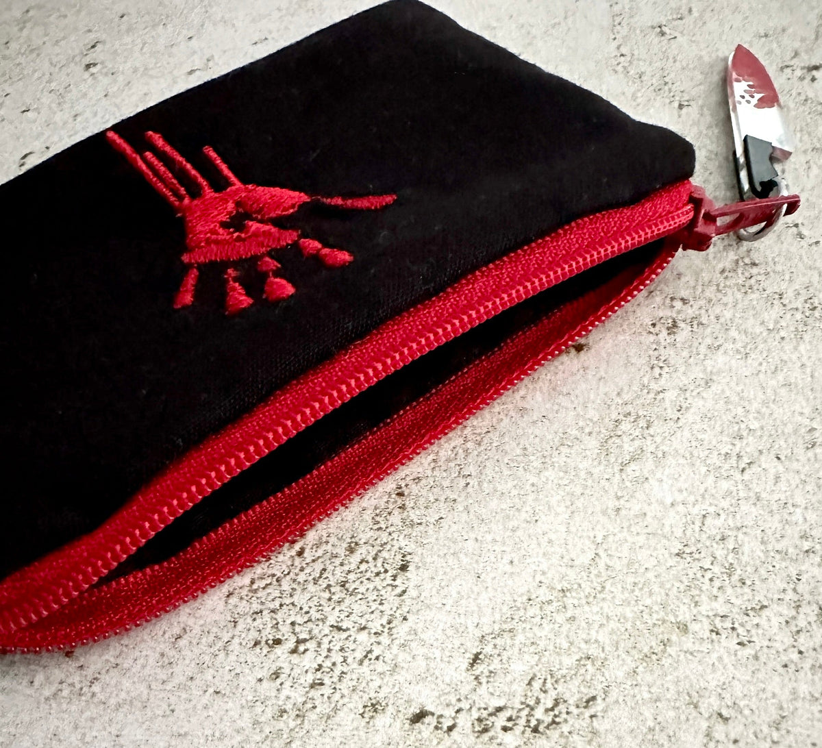 Horror Lover Bloody Handprint Cotton Zipper Pouch for Cash, Cards, Ear Buds