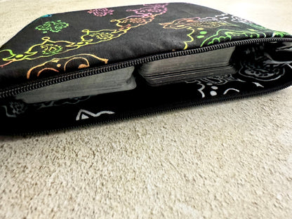 Witchy Rainbow Paisley Tarot Bag Zipper Pouch With Custom Lining Color