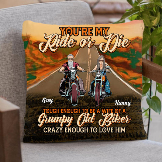 Personalized Couple Biker Pillow Cover/Fleece Blanket/Quilt - Gift Idea For Biker - You're My Ride Or Die