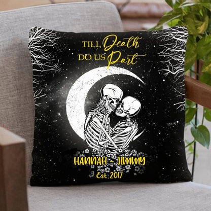 Personalized Skull Couple Fleece Blanket/Quilt/Pillow Cover - Gift Idea For Couple - Till Death Do Us Part