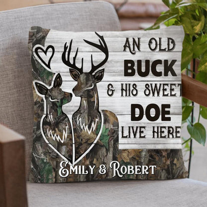 Personalized Deer Hunting Pillow Cover, Cushion Cover - Gift for Couple, Husband and Wife, Hunting Lovers