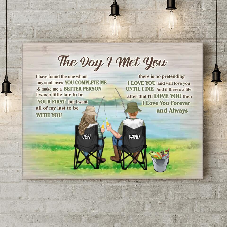 Personalized Fishing Couple Horizontal Canvas - Gift Idea For Couple/Fishing Lovers - The Day I Met You