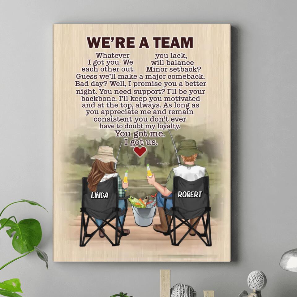 Personalized Fishing Couple Vertical Canvas - Gift Idea For Couple/Fishing Lovers - We're A Team