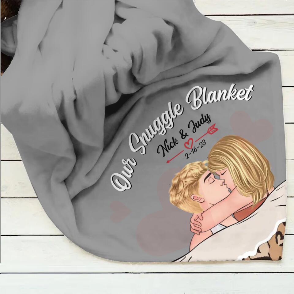 Personalized Couple Fleece Throw Blanket/Quilt - Gift Idea For Couple/Gift For Him/Her - Our Snuggle Blanket