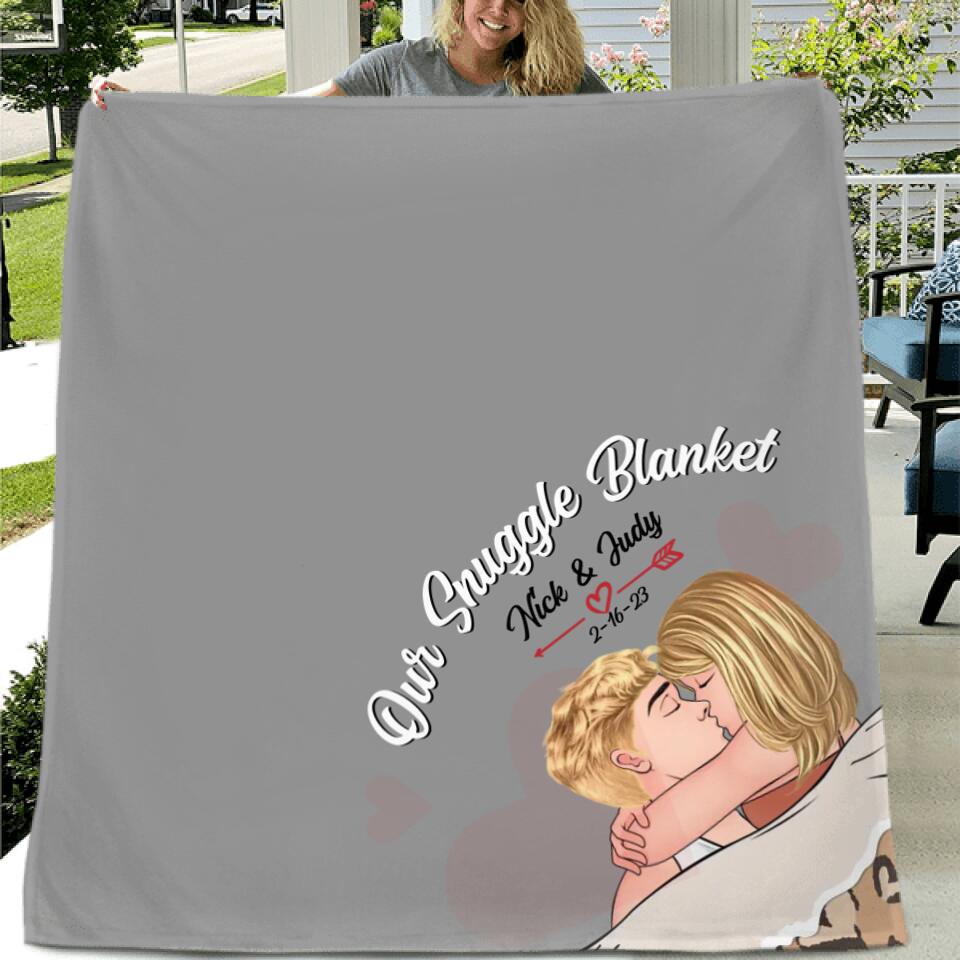 Personalized Couple Fleece Throw Blanket/Quilt - Gift Idea For Couple/Gift For Him/Her - Our Snuggle Blanket