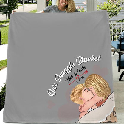 Personalized Couple Fleece Throw Blanket/Quilt - Gift Idea For Couple/Gift For Him/Her - Our Snuggle Blanket