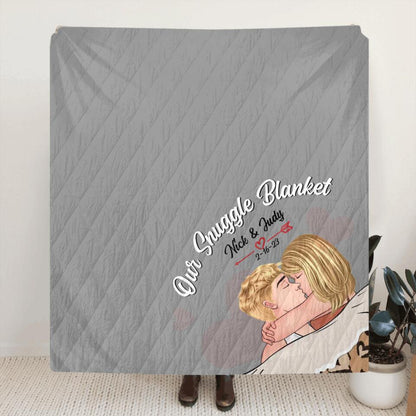 Personalized Couple Fleece Throw Blanket/Quilt - Gift Idea For Couple/Gift For Him/Her - Our Snuggle Blanket