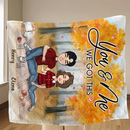 Personalized Couple Fleece Throw Blanket/Quilt - Anniversary Gift Idea For Couple - You & Me We Got This