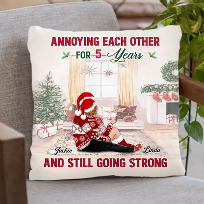 Personalized Christmas Couple Fleece Throw Blanket/Quilt/Pillow Cover - Christmas Gift Idea - Annoying Each Other For 5 Years And Still Going Strong