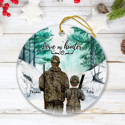 Personalized Hunting Ornament - Single Parent With 1 Kid/Couple/Solo Man/Woman - Best Gift For Hunting Lovers