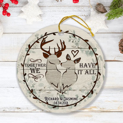 Personalized Old Buck & Sweet Doe Ornament - Best Gift For Couple
