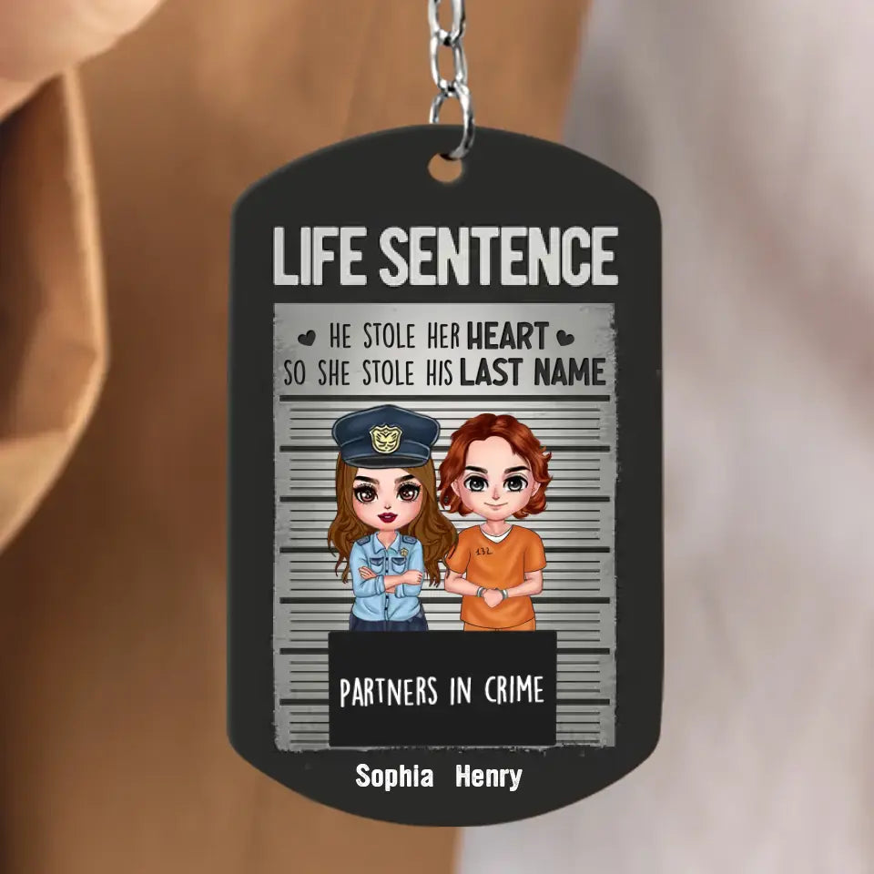 Personalized Couple Partners In Crime Aluminum Keychain - Gift Idea For Couple/Him/Her - He Stole Her Heart So She Stole His Last Name