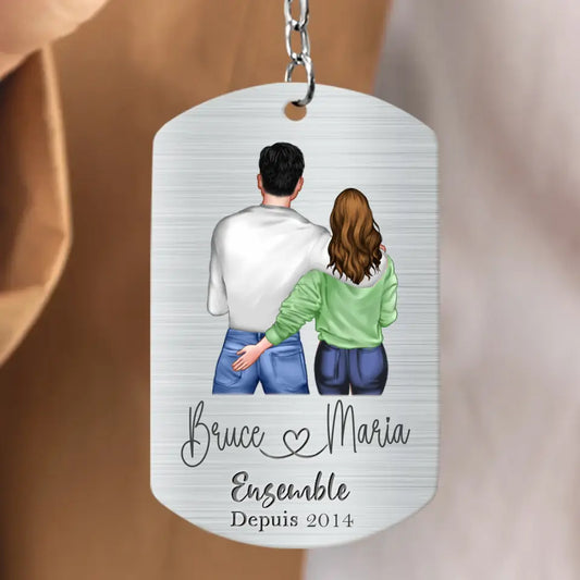 Personalized Couple Aluminum Keychain - Gift Idea For Couple - Juste Toi Et Moi