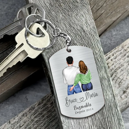 Personalized Couple Aluminum Keychain - Gift Idea For Couple - Juste Toi Et Moi