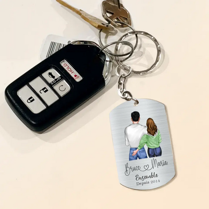 Personalized Couple Aluminum Keychain - Gift Idea For Couple - Juste Toi Et Moi