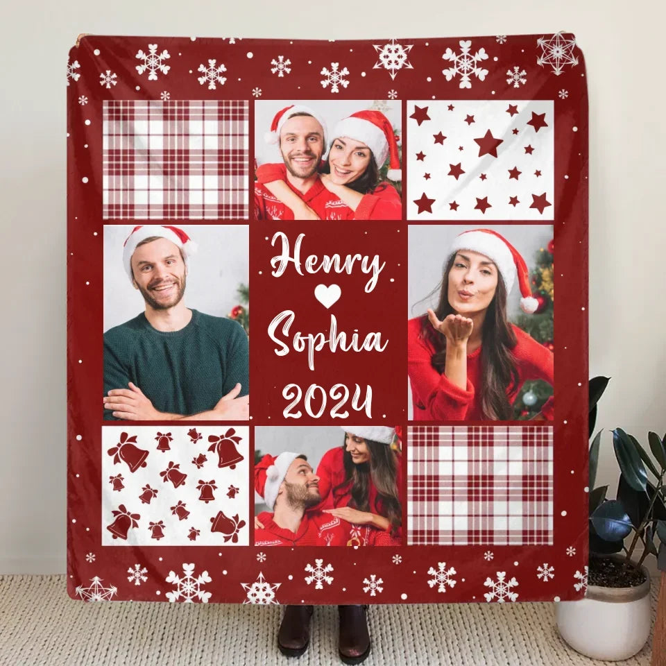 Personalized Couple Quilt/Fleece Throw Blanket - Christmas Gift Idea For Couple - Upload Photo