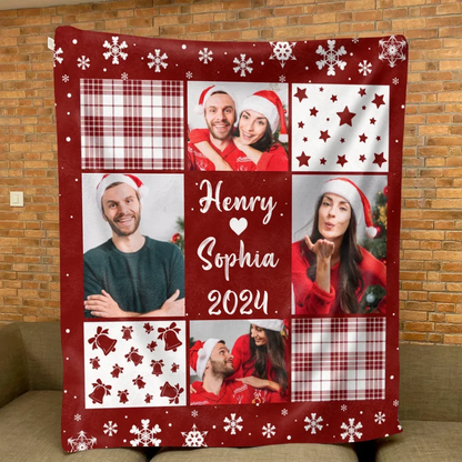 Personalized Couple Quilt/Fleece Throw Blanket - Christmas Gift Idea For Couple - Upload Photo