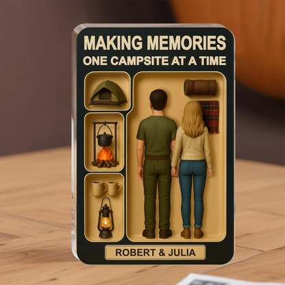 Personalized Camping Couple Toy Box Acrylic Block - Gift Idea For Couple/Camping Lover - Making Memories One Campsite At A Time