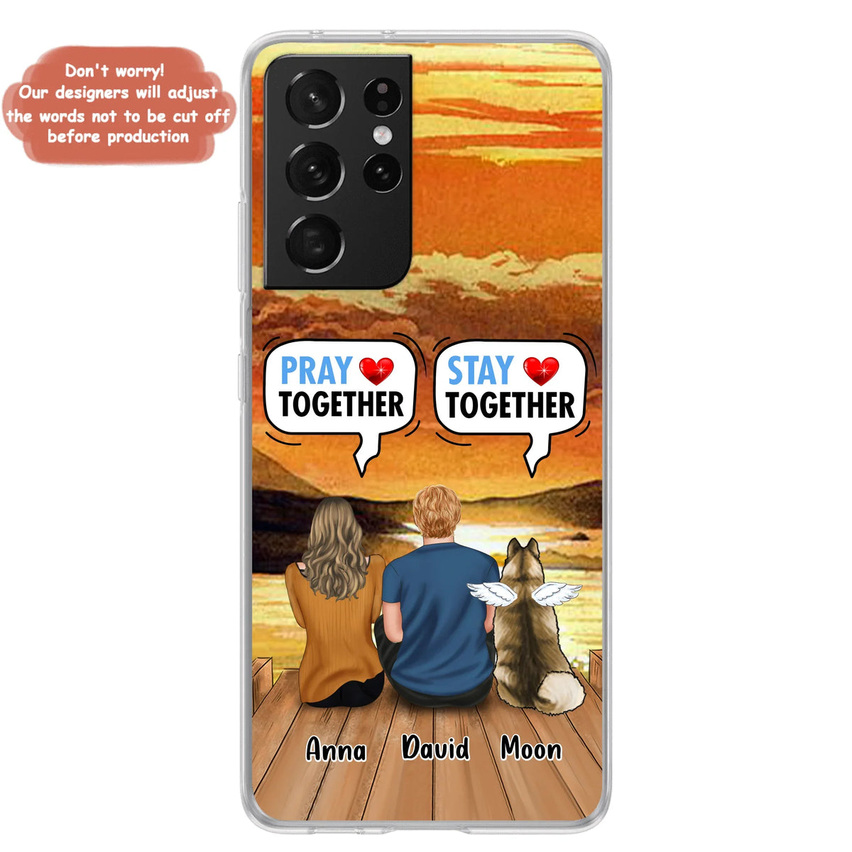 Custom Personalized Couple With Pet Phone Case - Couple With Upto 2 Pets - Gift Idea For Dog/Cat Lover - Pray Together Stay Together - Case For iPhone And Samsung