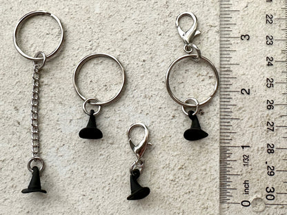 Black Witch Hat Zipper Pull Bag Charm Keychain