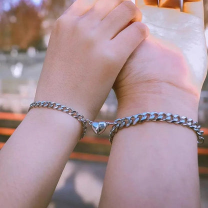 Vintage Couple Magnetic Heart Bracelet Set