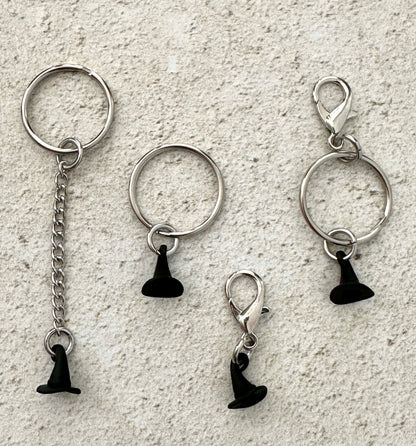 Black Witch Hat Zipper Pull Bag Charm Keychain