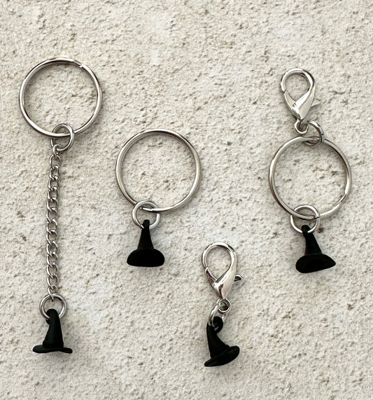 Black Witch Hat Zipper Pull Bag Charm Keychain
