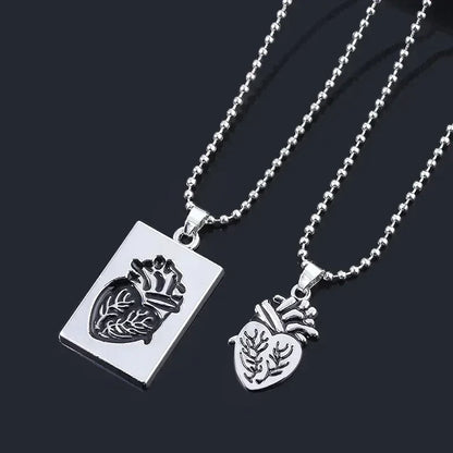Pair Of Lovers Fashion Puzzle Anatomical Heart Necklaces Pendants Stainless Steel Chain Couple Collares Women Valentine Day Gift