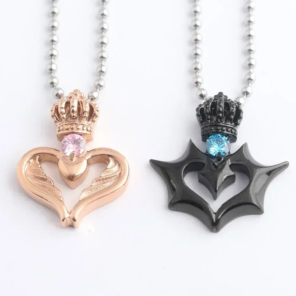 Pair Of Lovers Fashion Puzzle Anatomical Heart Necklaces Pendants Stainless Steel Chain Couple Collares Women Valentine Day Gift