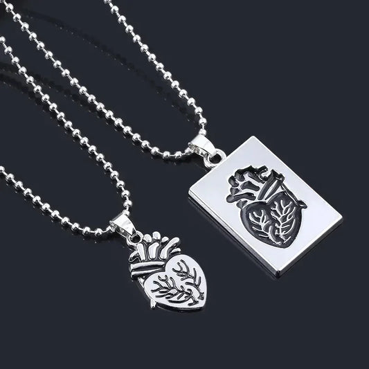 Pair Of Lovers Fashion Puzzle Anatomical Heart Necklaces Pendants Stainless Steel Chain Couple Collares Women Valentine Day Gift