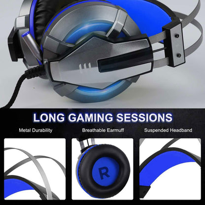 NEW Trend  Gaming Headset Gamer Ear Wired Headphones for Smartphone/PS4/PC/Xbox with Retractable Rotate Microphone and LED Light