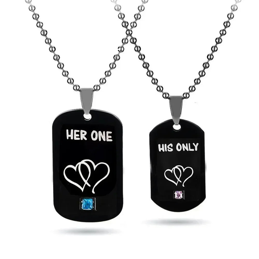 Pair Of Lovers Fashion Puzzle Anatomical Heart Necklaces Pendants Stainless Steel Chain Couple Collares Women Valentine Day Gift