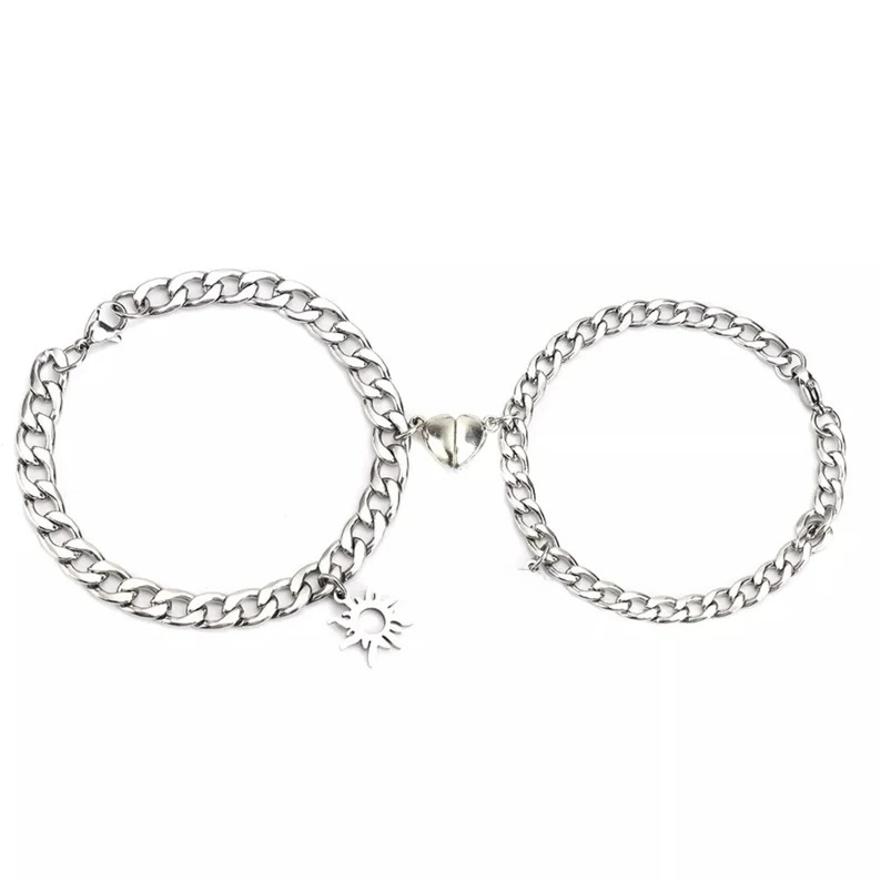 Vintage Couple Magnetic Heart Bracelet Set