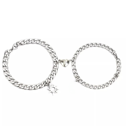 Vintage Couple Magnetic Heart Bracelet Set