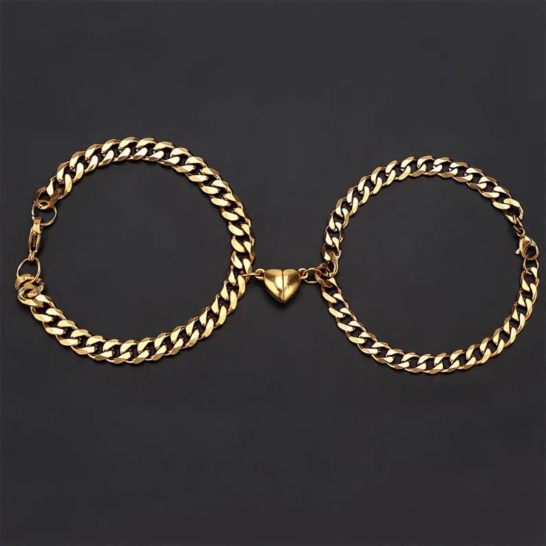 Vintage Couple Magnetic Heart Bracelet Set
