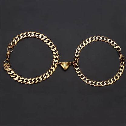 Vintage Couple Magnetic Heart Bracelet Set