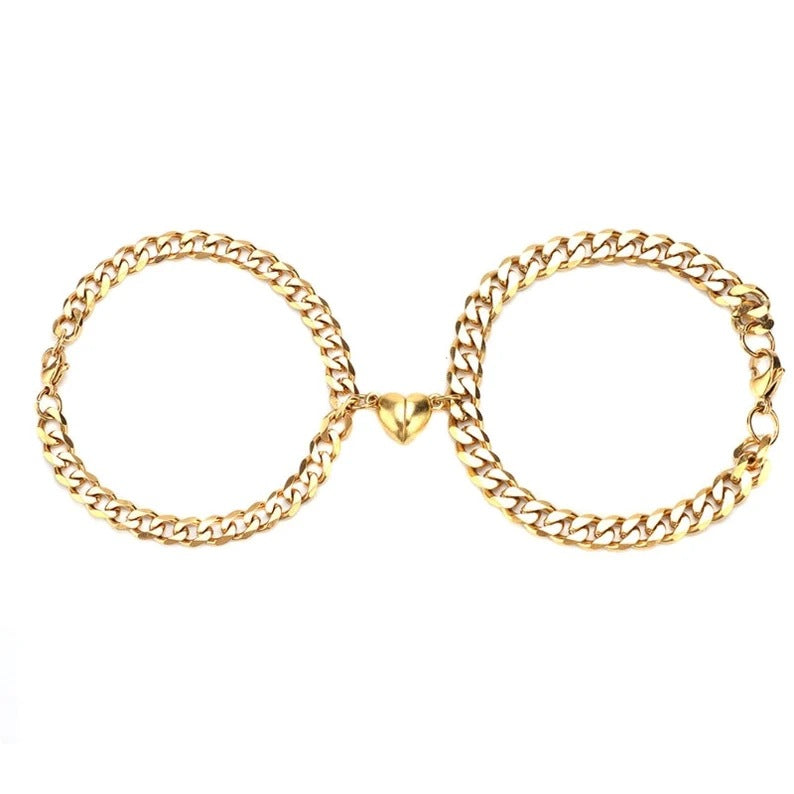 Vintage Couple Magnetic Heart Bracelet Set