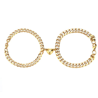 Vintage Couple Magnetic Heart Bracelet Set