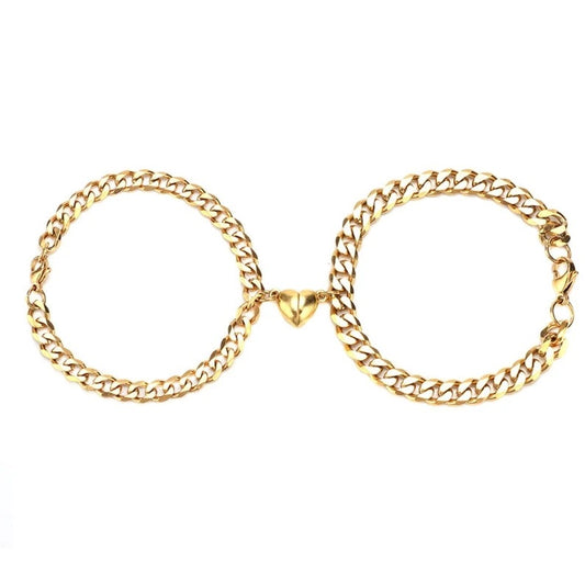 Vintage Couple Magnetic Heart Bracelet Set