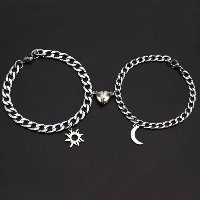 Vintage Couple Magnetic Heart Bracelet Set