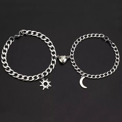 Vintage Couple Magnetic Heart Bracelet Set