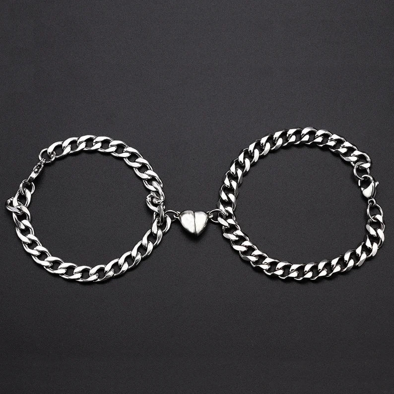 Vintage Couple Magnetic Heart Bracelet Set