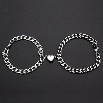 Vintage Couple Magnetic Heart Bracelet Set