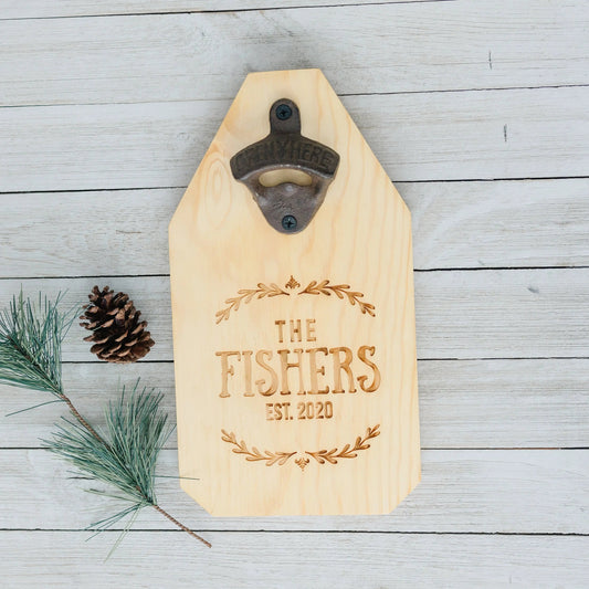 Wedding Gift, Personalized Beer Bottle Opener Wood Sign, Custom Wedding Gift for the Couple